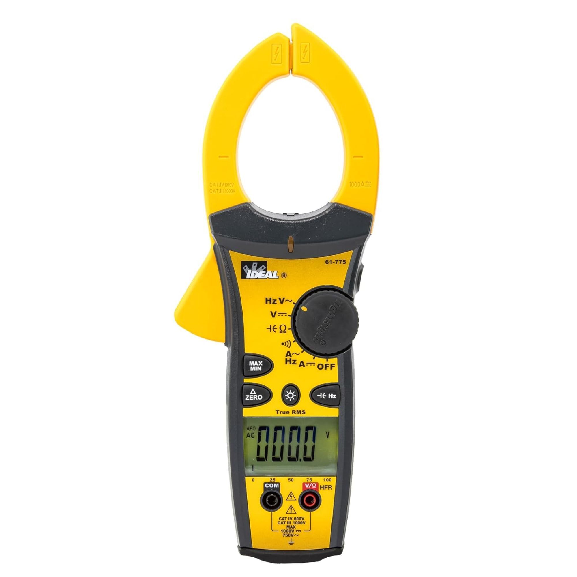 IDEAL, TightSight™ Clamp Meter 1000A AC/DC, Auto Power Off, Backlit Display, Dual LCD Display, Data Hold, Auto Ranging, Audible Continuity, Low battery Indication, Minimum/Maximum Memory, 61-775